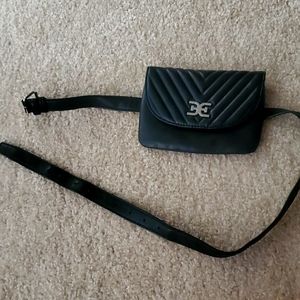 Black leather fanny pack, purse belt